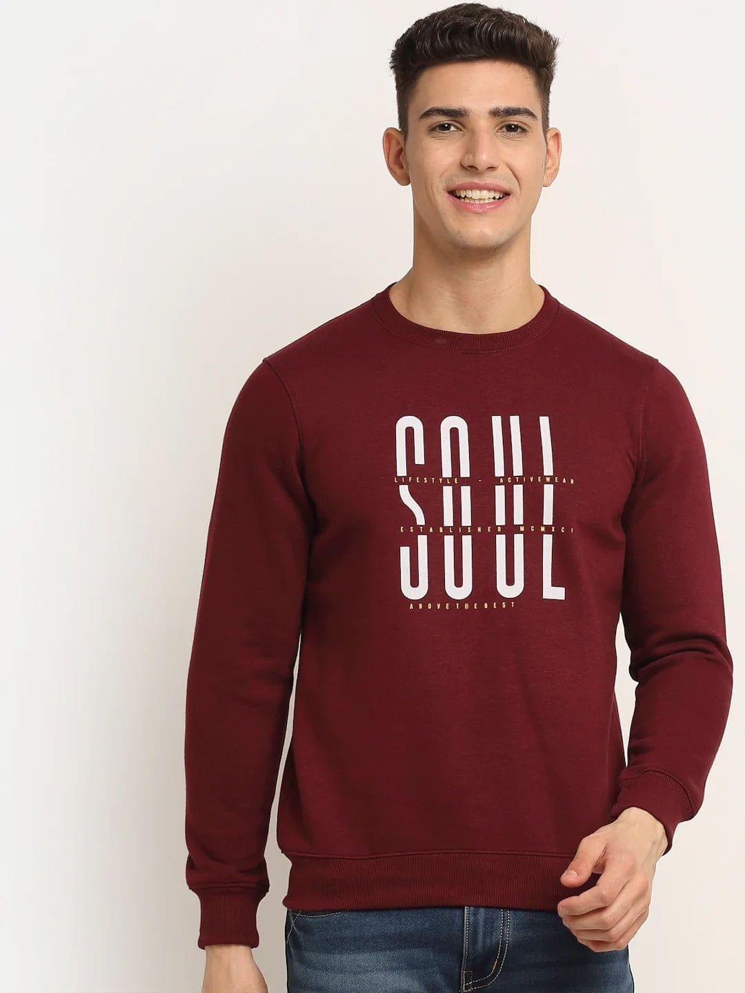 Rodamo Men Maroon Printed Sweatshirt