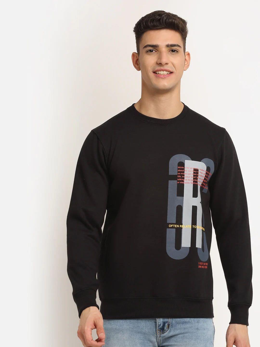 Rodamo  Men Black Printed Sweatshirt