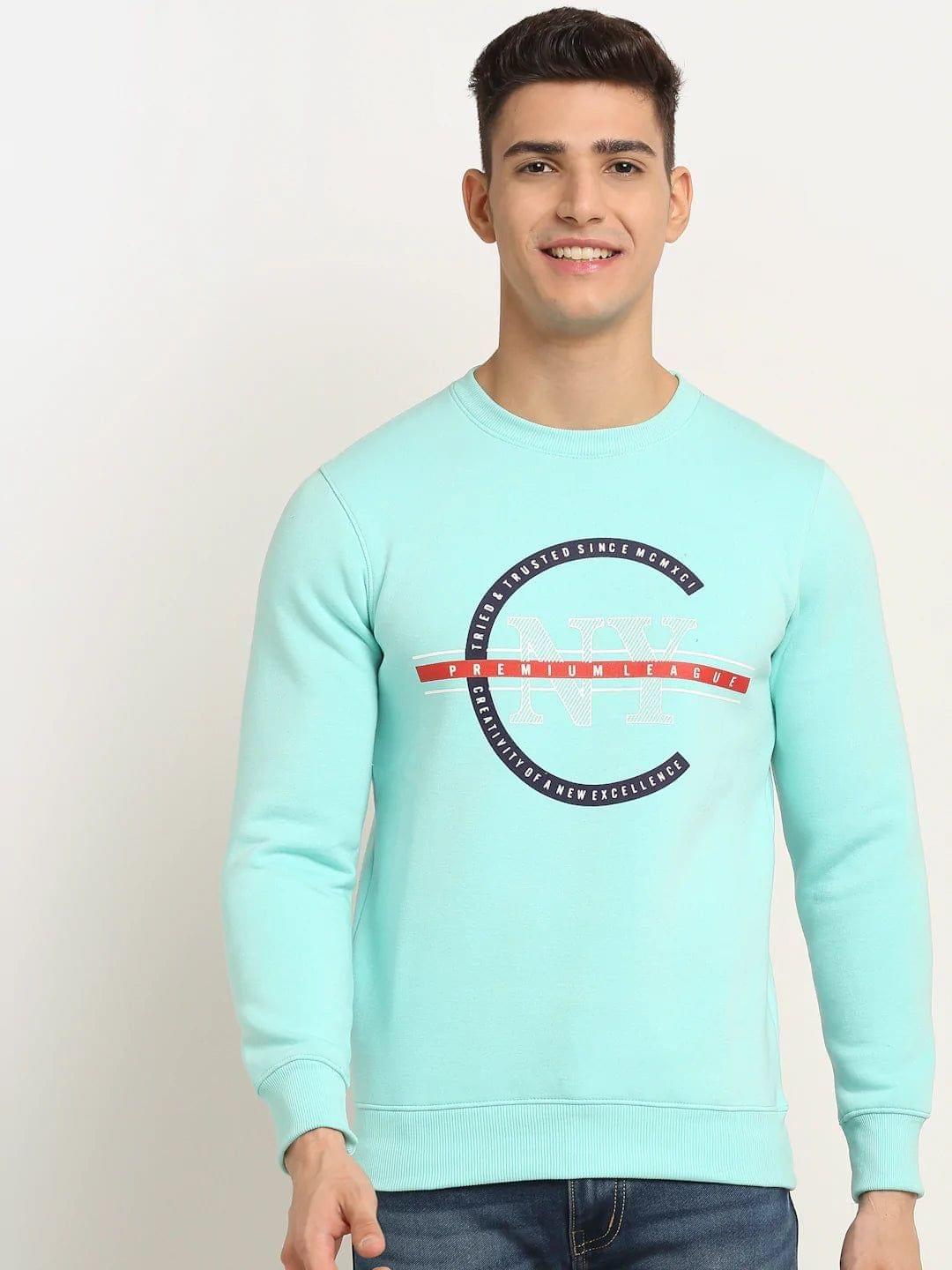 Rodamo  Men Blue Printed Sweatshirt