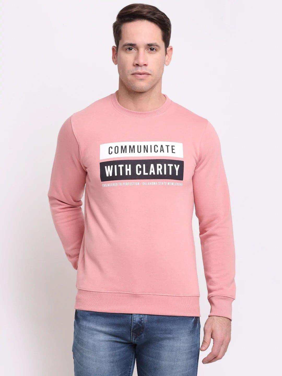 Rodamo  Men Pink Printed Sweatshirt