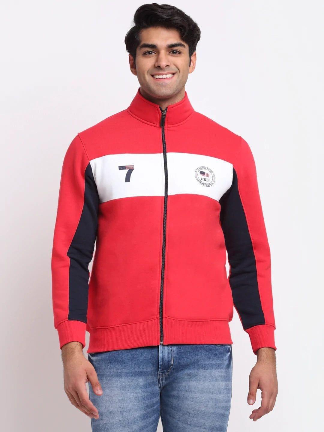 Rodamo  Men Red  White Colourblocked Sweatshirt