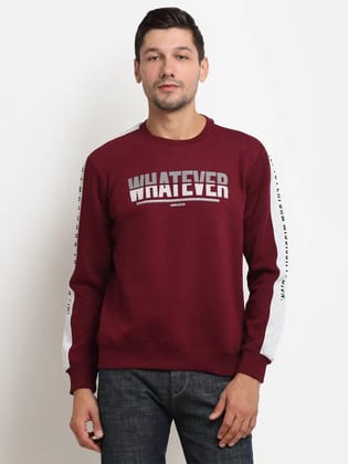 Rodamo  Men Maroon Printed Sweatshirt