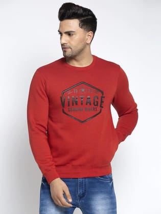 Rodamo  Men Red Printed Sweatshirt