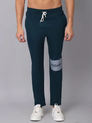 Rodamo  Men Teal-Green Solid Track Pants