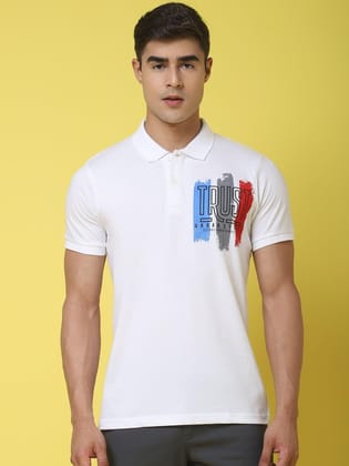 Rodamo Typography Printed Polo Collar Slim Fit T-shirt