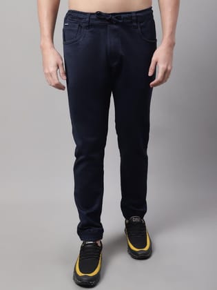 Rodamo Men Blue Slim Fit Mid Rise Solid Jogger Jeans