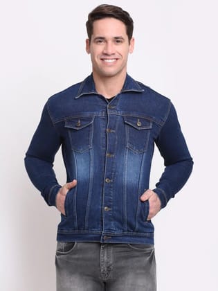 Rodamo Men Blue Washed Colourblocked Denim Jacket