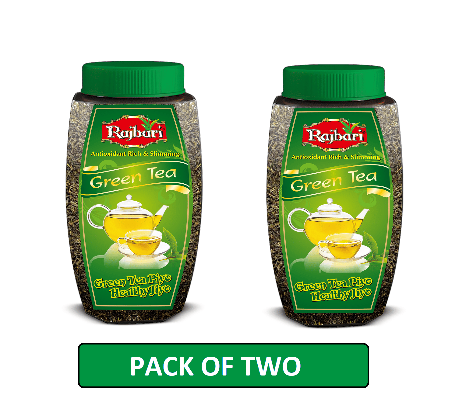 Rajbari Green Tea 100g x 2 | 100% Pure & Natural | Immunity Booster & Weight Reducer Green Tea Plastic Bottle (2 x 100 g)