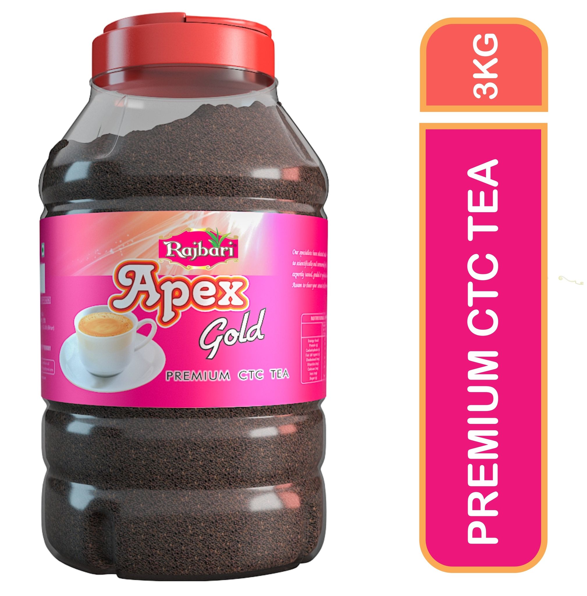 Rajbari Apex Gold | 3Kg | Strong & Aromatic | Super Saver | Wholesale Pack | Value Deal 3 Kg Black Tea Plastic Bottle