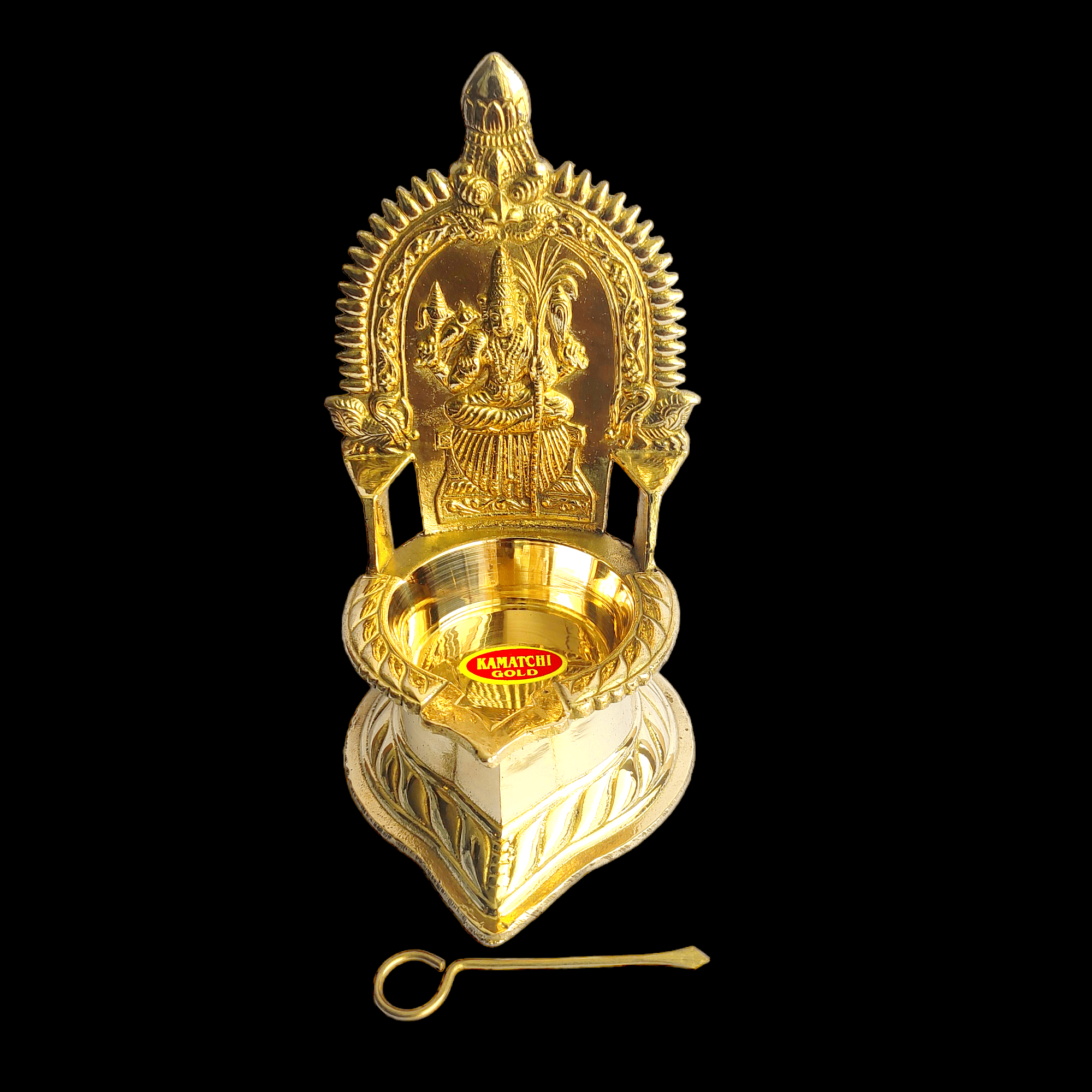 NAKSHATHRA TRADERS - PURE BRASS - KANCHIPURAM KAMAKSHI DIYA - 15.5 CM HIGH