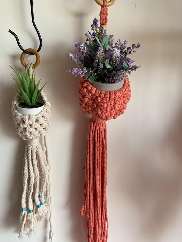 Nirjhari Crafts Handmade Macramé Plant Hangers (Pack of 1)