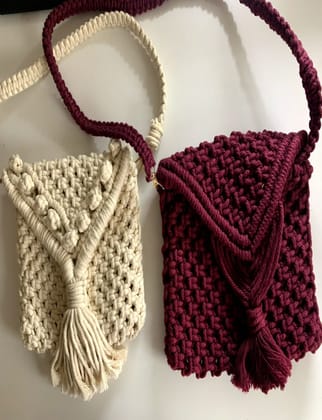 Nirjhari Crafts Handmade Macramé Sling Purse (Pack of 1)