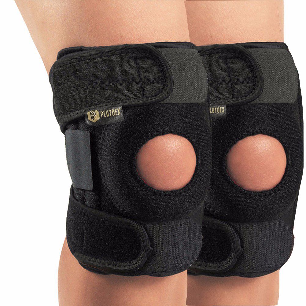 Plutoex® Knee Cap - Knee Support With Anti Slip Design, Adjustable, Breathable Neoprene Knee Brace For Arthritis, Pain Relief, Sports Activities Gym Workouts For Men & Women (2 Pc), Free Size