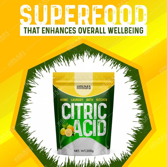 Haribas Citric Acid Powder 200Gm | Multifunctional Nimbusat | Food Grade |  Citric Acid For Cleaning, Bath And Kitchen
