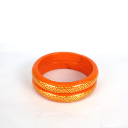 HM  Royal Style Rajasthani Lac Bangles- Orange    Colour for Girls & Womens