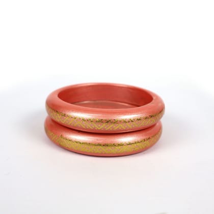 HM  Royal Style Rajasthani Lac Bangles-Peach  Colour for Girls & Womens