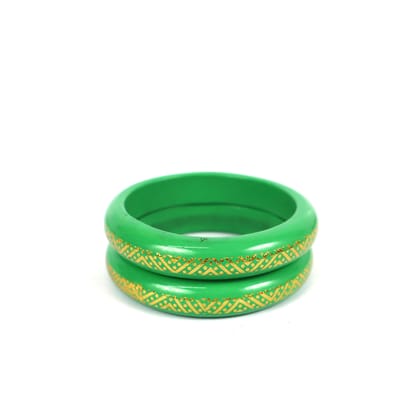 HM  Royal Style Rajasthani Lac Bangles- Parrot Green colour for Girls and women