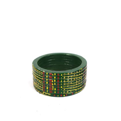 HM  Fashion Women's Beautiful Traditional Rajasthani  Lac Bangles Green