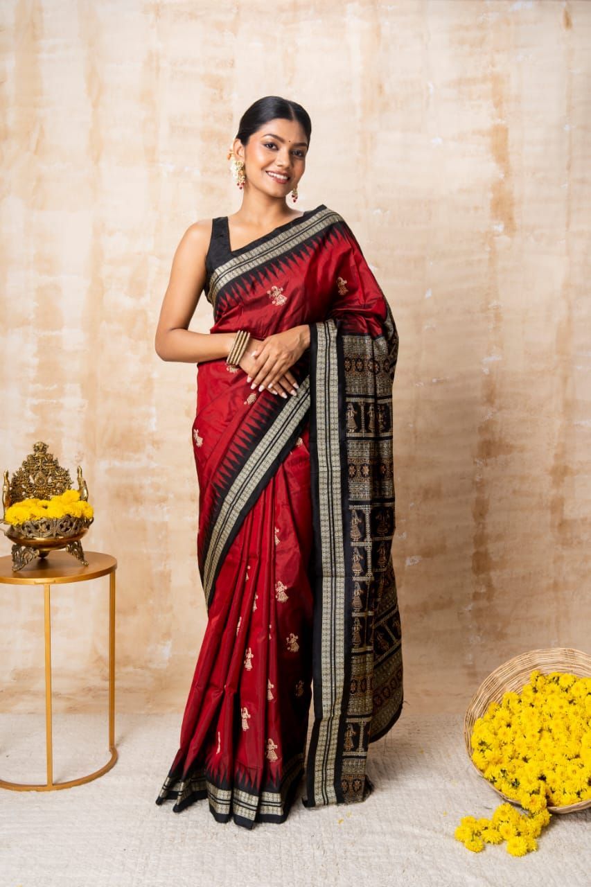 Red Doll Motif Silk Saree