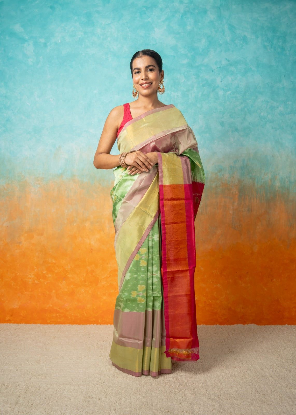 Ikkat Blended Poly Silk Saree