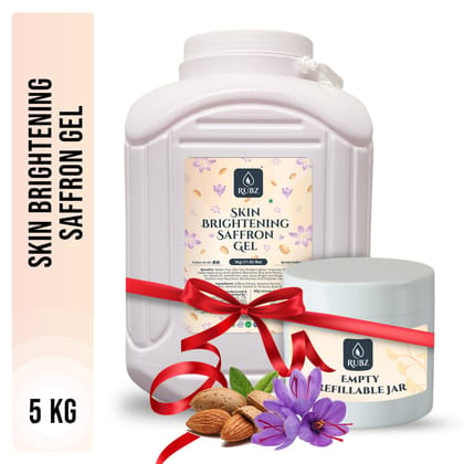 Rubz Skin Brightening Saffron Gel 5Kg With 200 gm Refillable Jar | Natural Gel for Body & Face Moisturizing, Hair Gel, Multipurpose Beauty Skin Gel, Glowing & Radiant Skin Treatment | For Spa & Salon