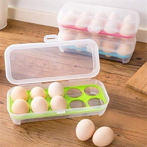 MANNAT  Plastic Egg Storage Box or Egg Trays for Refrigerator with Lid & Handles Egg Tray Box for 10 Grids Egg(1 Box),Transparent