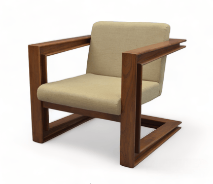 Quadra Seat Solid Wood beige fabric by Orchid Homez