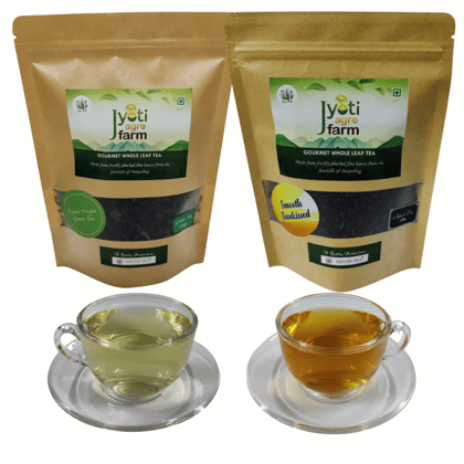 WELLNESS TEA Combo Offer | 100g Natural Green Tea, 100g Smooth Sunkissed Black Leaf Tea | Mintri Tea | Approx 150-200 cups