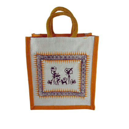 Inbag Jute Bag (Adivasi) for Lunch Box, Go Green MultiPurpose Jute Bag for Office/College/School/Tiffin/Shopping/Grocery Bag, Eco-Friendly Bag For Men, Women and Kids