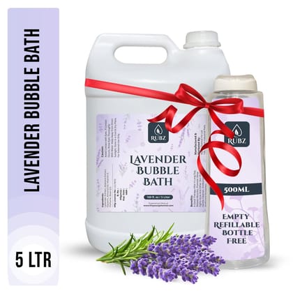 Rubz Lavender Bubble Bath for Bath Tub | With the Goodness of Lavender Extract | 100% Vegan and Paraben Free formula | Safe For Kids and Adults | 5 Litre