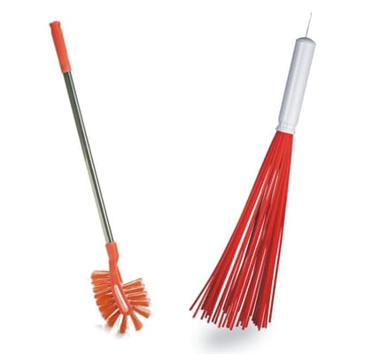 Vimal Steelo Maxclean Long Handle Toilet Brush + TinTin 20" Bathroom Cleaning Plastic Broom Set