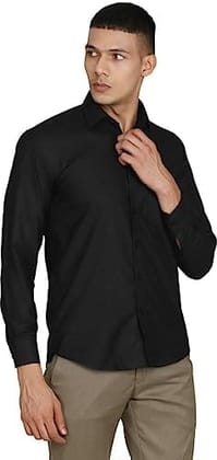 JSPARK Premium Solid Plain Shirt for Men | Cotton Shirt | Full Sleeves | Pre-Washed | Regular Fit