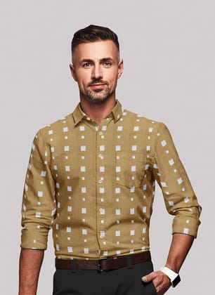 JSPARK Premium Block Print Shirt for Mens | Cotton Shirt | Printed Shirt | Full Sleeves |Pre - Washed
