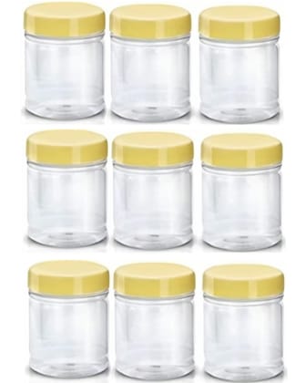 MANNAT  Round Plastic Jar Storage Containers For Kitchen,Aachar Pickle,Dal,Dry Fruits,Masala,Spices,Grocery,Grains Storage-100ml,(Set of 9`)