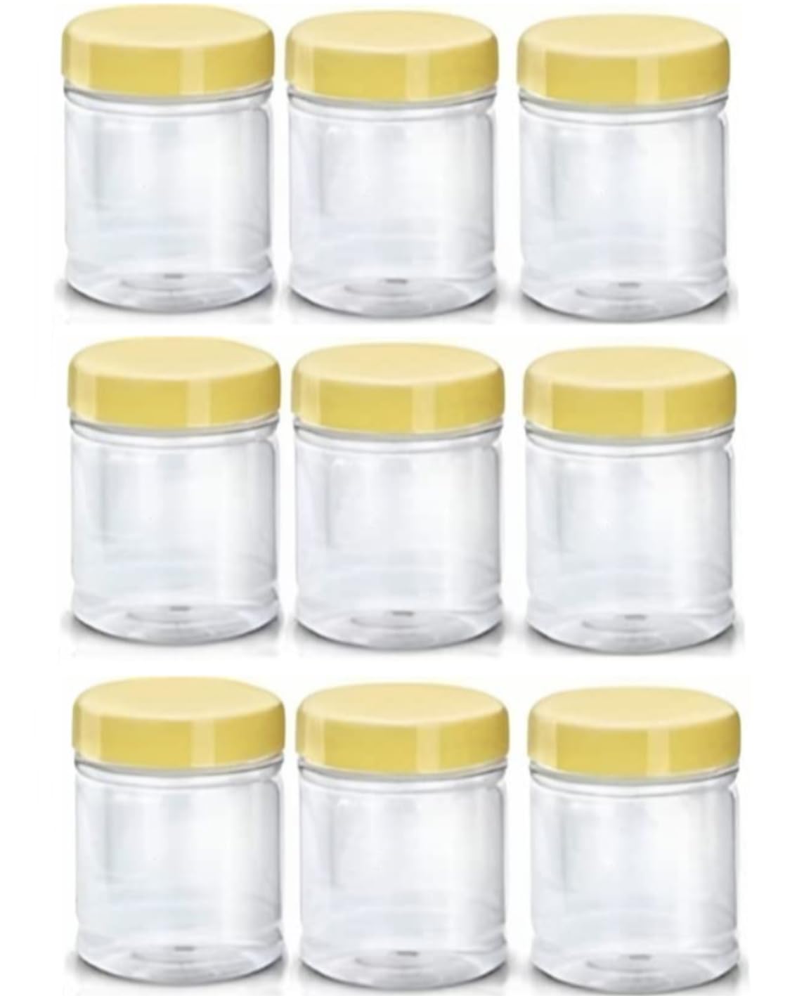 MANNAT  Round Plastic Jar Storage Containers For Kitchen,Aachar Pickle,Dal,Dry Fruits,Masala,Spices,Grocery,Grains Storage-100ml,(Set of 9`)