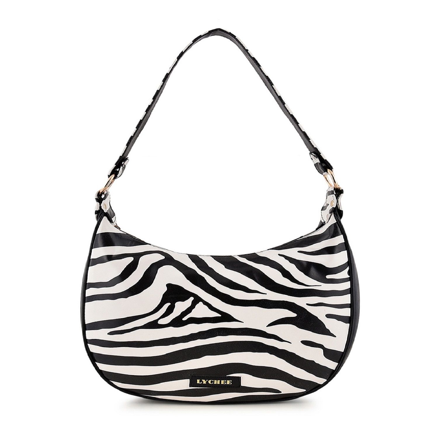 Lychee Bags Women Pu Zebra Print White And Black Shoulder Bag