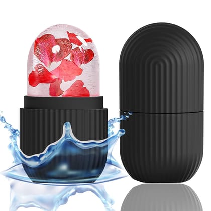 MANNAT Ice Face Roller Silicone Facial Cube for Eyes Neck Massage Remove Dark Circle Pore Shrink Face Beauty Skin Care Ice Mould Kitchen Tools(Pack of 2,Black,Color Send As per Availability)