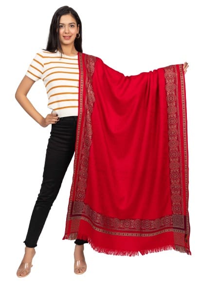 KTI Acrylic/Viscose Shawl for women with a Wool Blend for Winter in Maroon, measuring 40 x 80 inches, with the assigned Art No. 4618 Maroon Made In India.