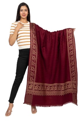 KTI Acrylic/Viscose Shawl for women with a Wool Blend for Winter in Wine, measuring 40 x 80 inches, with the assigned Art No. 4649 Wine Made In India.