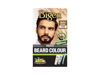 Bigen Men's Beard Color Medium Brown 20gm+20gm -105, 102 g