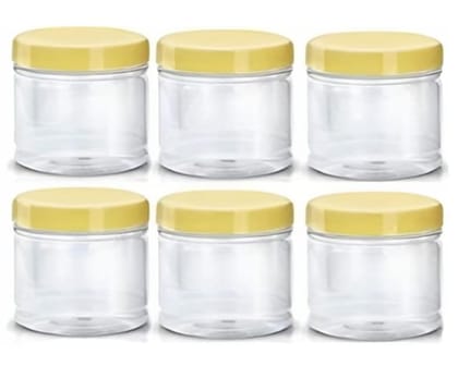 MANNAT  Round Plastic Jar Storage Containers For Kitchen,Aachar Pickle,Dal,Dry Fruits,Masala,Spices,Grocery,Grains Storage-50ml,(Set of 6)