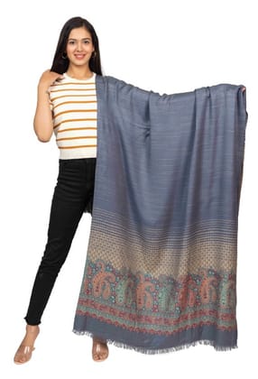 KTI Acrylic/Viscose Shawl for women with a Wool Blend for Winter in Gray, measuring 40 x 80 inches, with the assigned Art No. 4879 Gray Made In India.