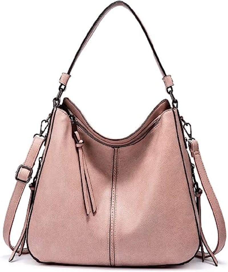 Lychee bags Women Pu Handbag Shoulder Hobo Bag (Peach)