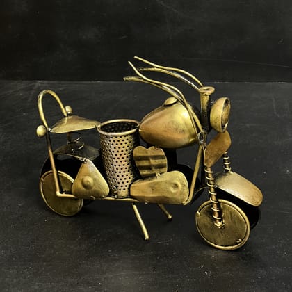 GOLDEN BIKE WITH PEN HOLDER DECORATIVE ITEM AND SHOWPIECES  HOME DECOR / RESTAURANT DECOR/ OFFICE DECOR/ TABLE DECOR/DRAWING ROOM DECOR / GIFT ITEM