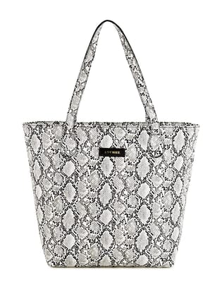 Lychee Bags Women Pu Snake Finish WhiteTote Bag