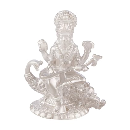 Osasbazaar Sterling Silver Saraswati Idol Statue - 90%-92.5% Pure BIS Hallmarked