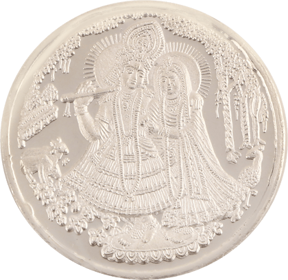 Osasbazaar Silver Radha Krishna Coin Round with Designer Packing - 99% Pure BIS Hallmarked - 20 gms