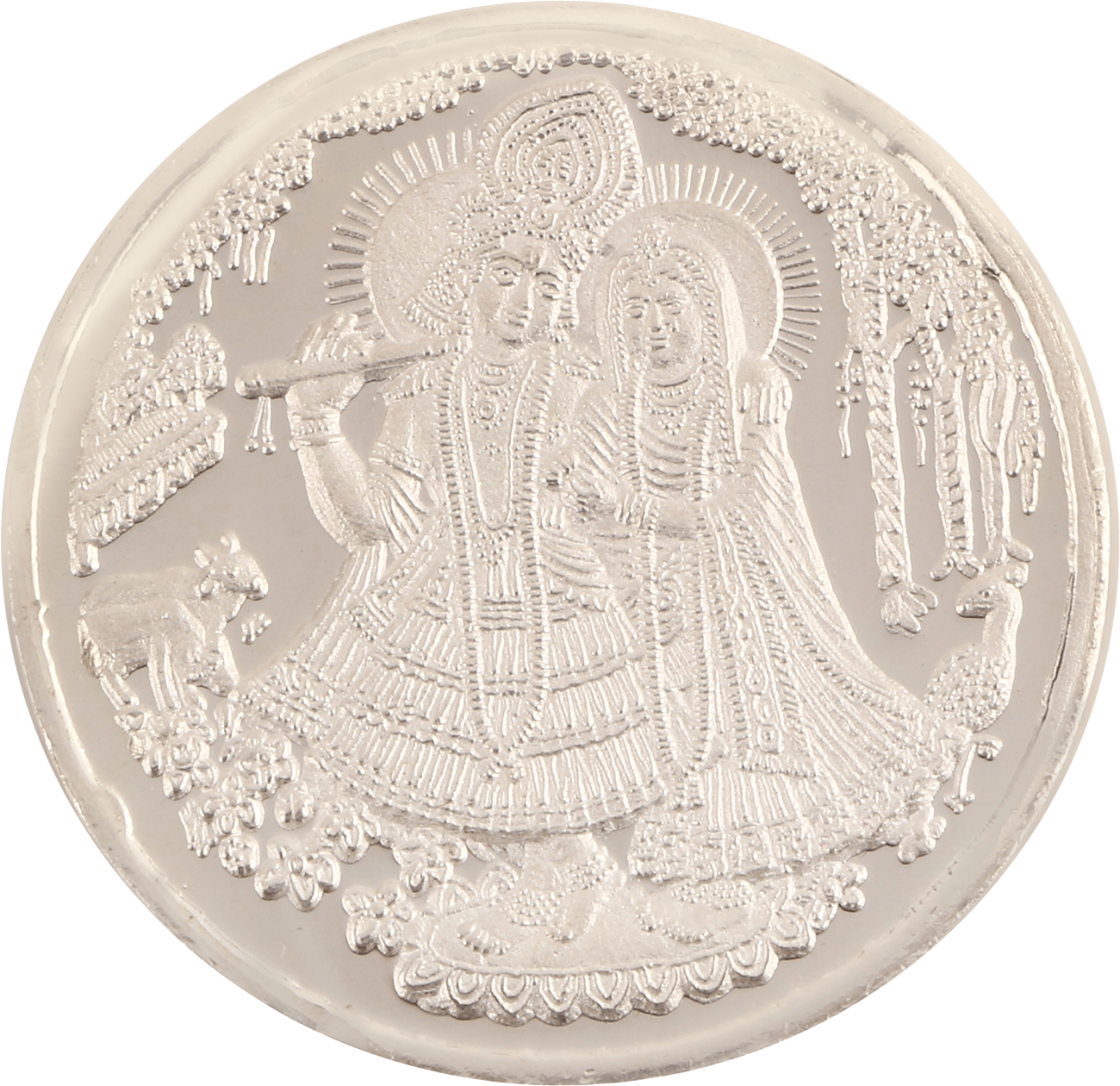 Osasbazaar Silver Radha Krishna Coin Round with Designer Packing - 99% Pure BIS Hallmarked - 20 gms