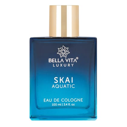 Bella Vita Luxury Skai Aquatic Eau De Cologne Unisex Perfume for Men & Women with Bergamot, Pink Pepper |Long Lasting Aqua EDC Fragrance Scent, 100 Ml