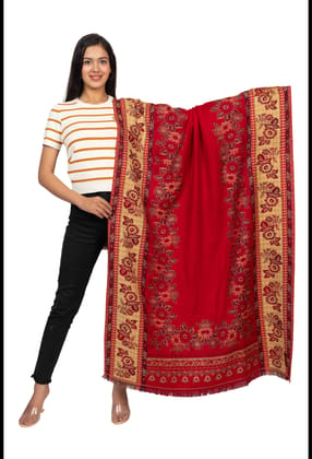 KTI Acrylic/Viscose Stole for women with a Wool Blend for Winter in Maroon, measuring 28 x 80 inches, with the assigned Art No. AB101 Maroon Made In India.